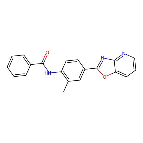 N-[2-methyl-4-([1,3]oxazolo[4,5-b]pyridin-2-yl)phenyl]benzamide structure