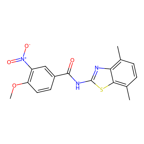 N-(4,7-dimethyl-1,3-benzothiazol-2-yl)-4-methoxy-3-nitrobenzamide structure