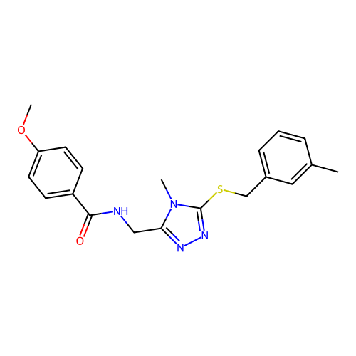 4-methoxy-N-({4-methyl-5-[(3-methylbenzyl)sulfanyl]-4H-1,2,4-triazol-3-yl}methyl)benzamide structure