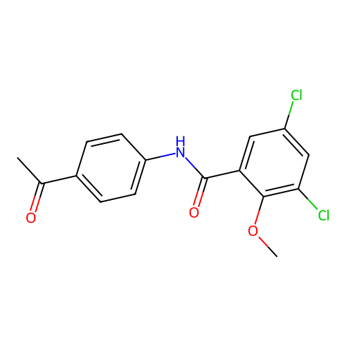 N-(4-acetylphenyl)-3,5-dichloro-2-methoxybenzamide structure