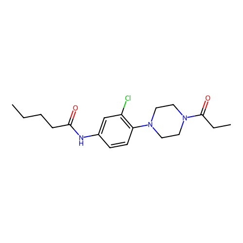 N-[3-chloro-4-(4-propanoylpiperazin-1-yl)phenyl]pentanamide structure