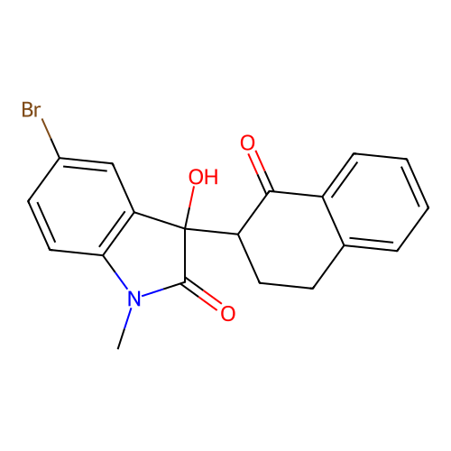5-bromo-3-hydroxy-1-methyl-3-(1-oxo-1,2,3,4-tetrahydro-2-naphthalenyl)-1,3-dihydro-2H-indol-2-one structure
