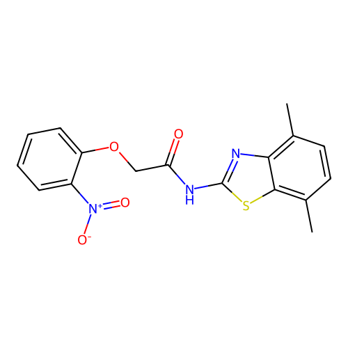 N-(4,7-dimethyl-1,3-benzothiazol-2-yl)-2-(2-nitrophenoxy)acetamide structure