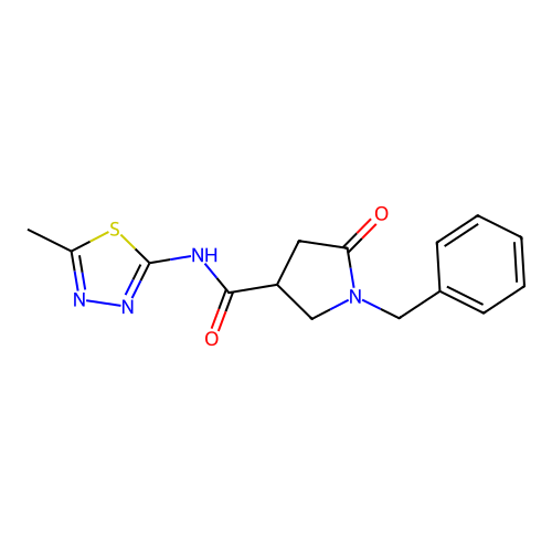 1-benzyl-N-(5-methyl-1,3,4-thiadiazol-2-yl)-5-oxo-3-pyrrolidinecarboxamide structure