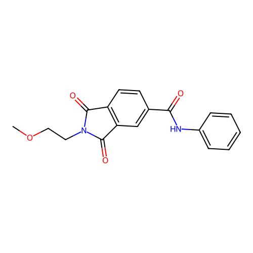 2-(2-methoxyethyl)-1,3-dioxo-N-phenylisoindole-5-carboxamide structure