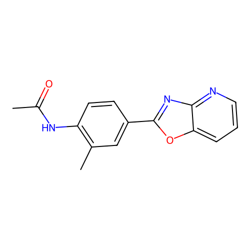 N-[2-methyl-4-([1,3]oxazolo[4,5-b]pyridin-2-yl)phenyl]acetamide structure