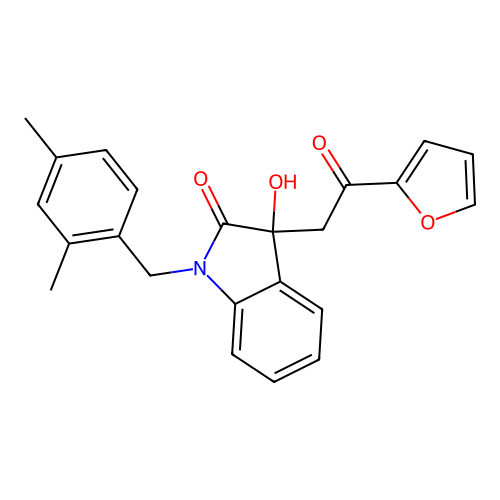 1-[(2,4-dimethylphenyl)methyl]-3-[2-(furan-2-yl)-2-oxoethyl]-3-hydroxyindol-2-one structure