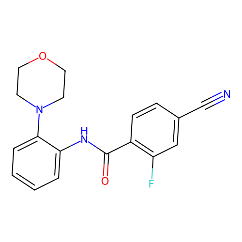 4-cyano-2-fluoro-N-(2-morpholin-4-ylphenyl)benzamide structure