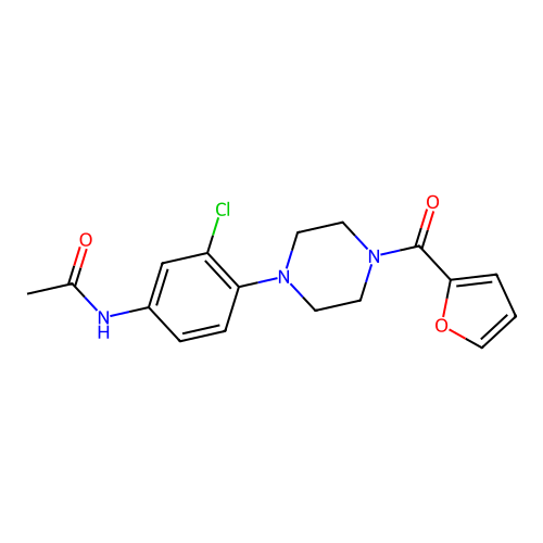 N-[3-chloro-4-[4-(furan-2-carbonyl)piperazin-1-yl]phenyl]acetamide structure