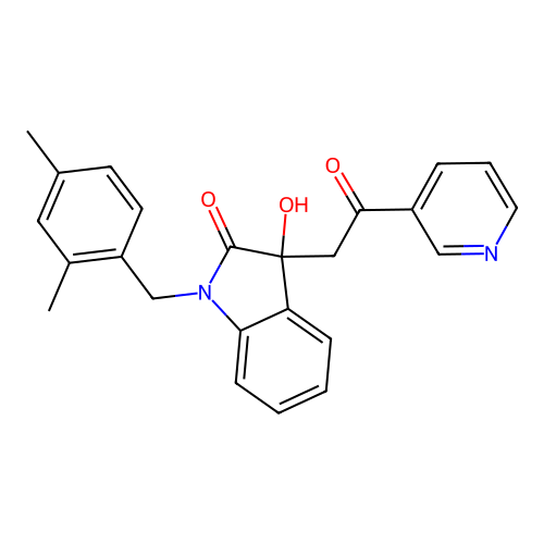 1-[(2,4-dimethylphenyl)methyl]-3-hydroxy-3-(2-oxo-2-pyridin-3-ylethyl)indol-2-one structure