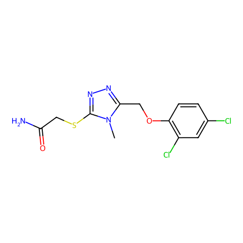 2-[[5-[(2,4-dichlorophenoxy)methyl]-4-methyl-1,2,4-triazol-3-yl]sulfanyl]acetamide structure