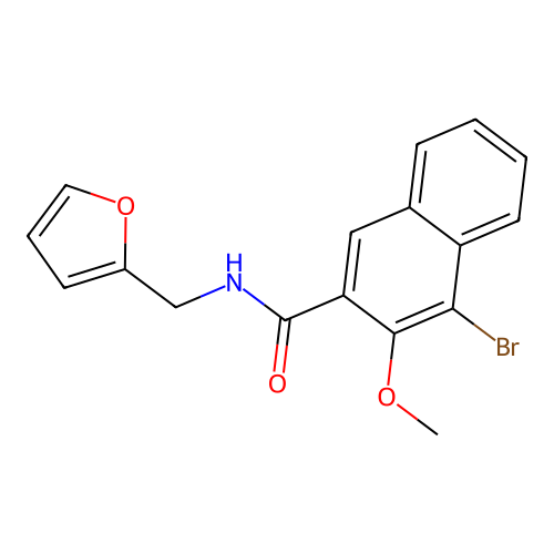 4-bromo-N-(furan-2-ylmethyl)-3-methoxynaphthalene-2-carboxamide structure