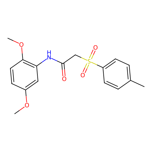 N-(2,5-dimethoxyphenyl)-2-(4-methylphenyl)sulfonylacetamide structure