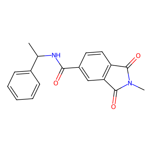 2-methyl-1,3-dioxo-N-(1-phenylethyl)isoindole-5-carboxamide structure