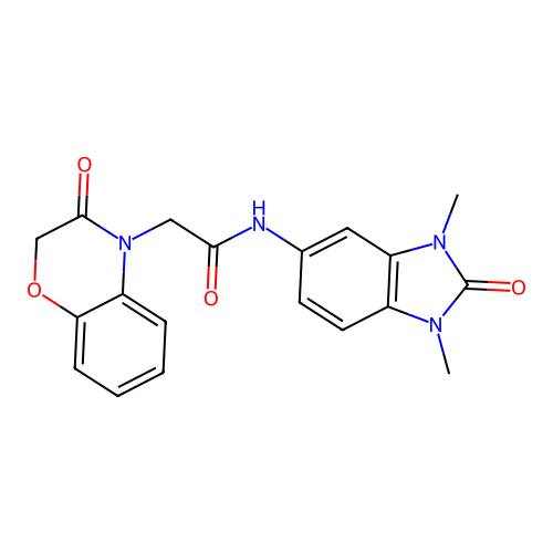 N-(1,3-dimethyl-2-oxobenzimidazol-5-yl)-2-(3-oxo-1,4-benzoxazin-4-yl)acetamide structure