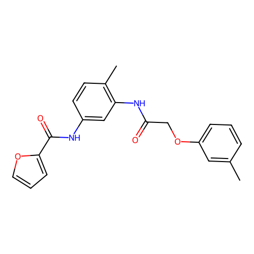 N-[4-methyl-3-[[2-(3-methylphenoxy)acetyl]amino]phenyl]furan-2-carboxamide structure