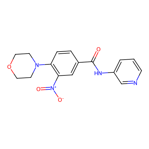 4-morpholin-4-yl-3-nitro-N-pyridin-3-ylbenzamide structure