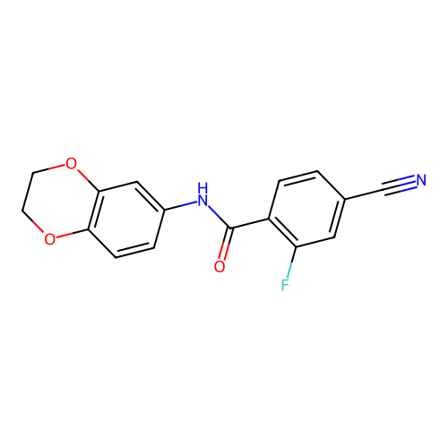 4-cyano-N-(2,3-dihydro-1,4-benzodioxin-6-yl)-2-fluorobenzamide structure