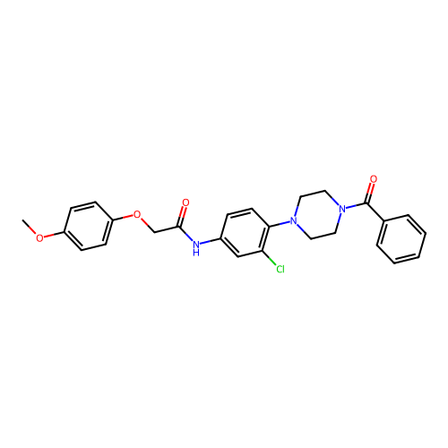 N-[4-(4-benzoylpiperazin-1-yl)-3-chlorophenyl]-2-(4-methoxyphenoxy)acetamide structure