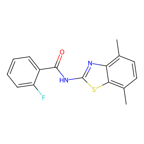 N-(4,7-dimethyl-1,3-benzothiazol-2-yl)-2-fluorobenzamide structure