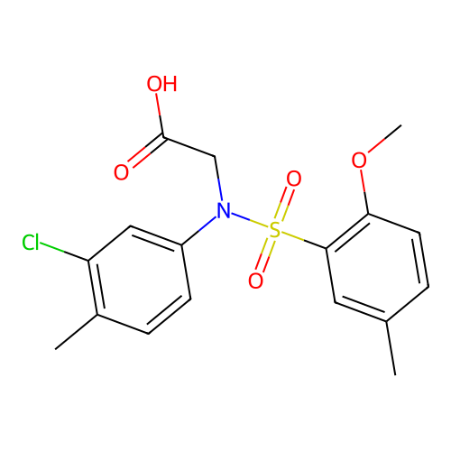 N-(3-chloro-4-methylphenyl)-N-[(2-methoxy-5-methylphenyl)sulfonyl]glycine structure