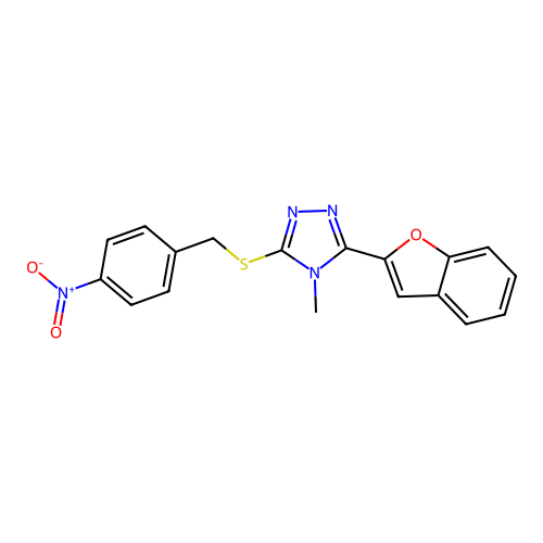 3-(1-Benzofuran-2-yl)-4-methyl-5-[(4-nitrophenyl)methylsulfanyl]-1,2,4-triazole structure
