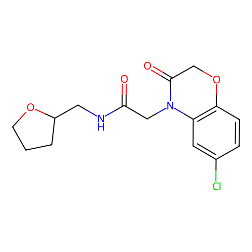 2-(6-chloro-3-oxo-1,4-benzoxazin-4-yl)-N-(oxolan-2-ylmethyl)acetamide structure