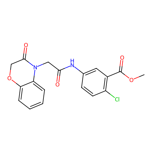 Methyl 2-chloro-5-[[2-(3-oxo-1,4-benzoxazin-4-yl)acetyl]amino]benzoate structure
