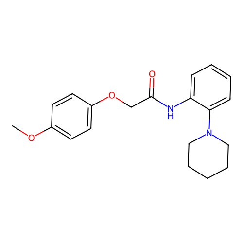 2-(4-methoxyphenoxy)-N-(2-piperidin-1-ylphenyl)acetamide structure