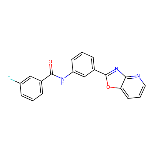 3-fluoro-N-[3-([1,3]oxazolo[4,5-b]pyridin-2-yl)phenyl]benzamide structure