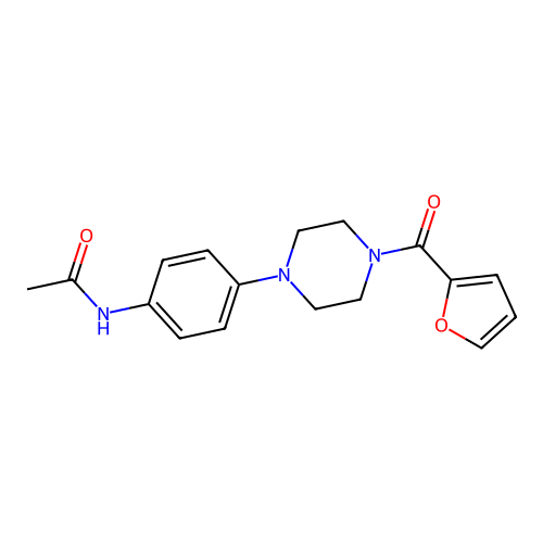 N-[4-[4-(furan-2-carbonyl)piperazin-1-yl]phenyl]acetamide structure