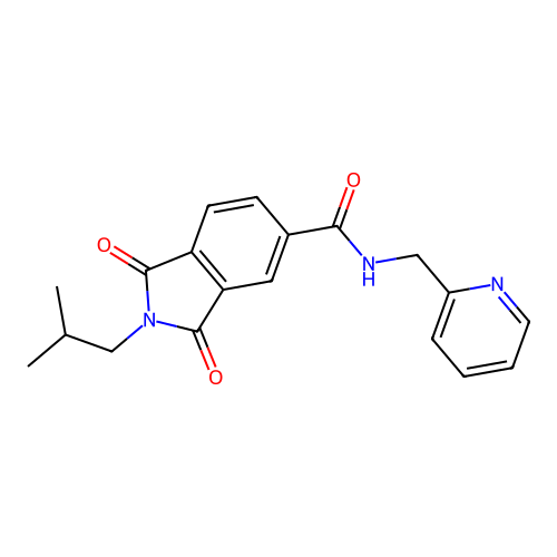 2-(2-methylpropyl)-1,3-dioxo-N-(pyridin-2-ylmethyl)-2,3-dihydro-1H-isoindole-5-carboxamide structure
