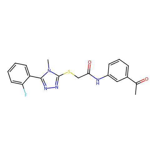N-(3-acetylphenyl)-2-[[5-(2-fluorophenyl)-4-methyl-1,2,4-triazol-3-yl]sulfanyl]acetamide structure