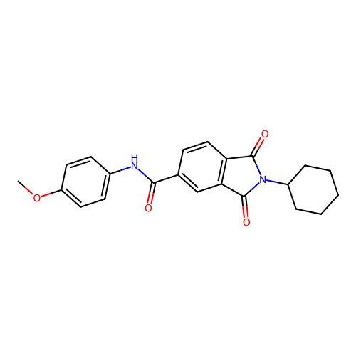 2-cyclohexyl-N-(4-methoxyphenyl)-1,3-dioxoisoindole-5-carboxamide structure