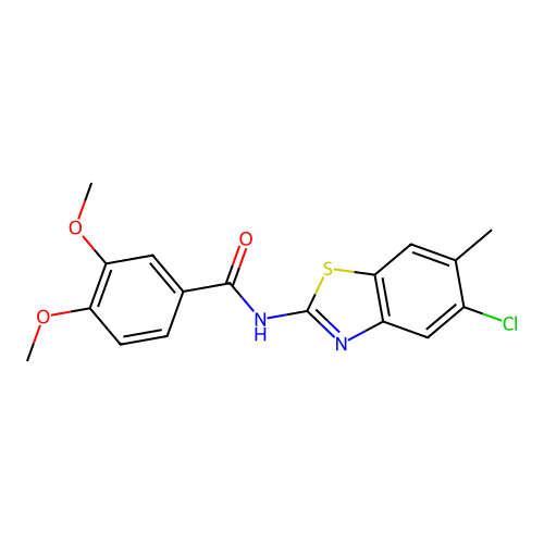 N-(5-chloro-6-methyl-1,3-benzothiazol-2-yl)-3,4-dimethoxybenzamide structure