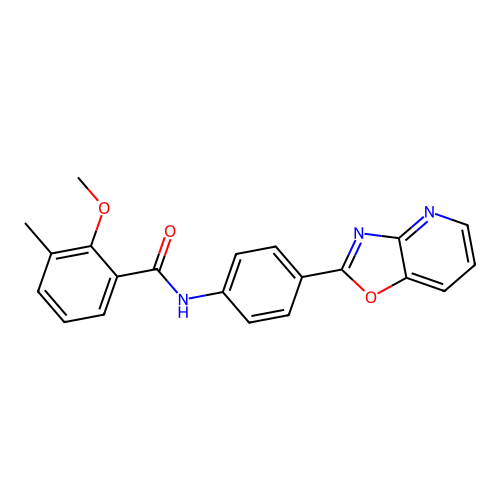 2-methoxy-3-methyl-N-[4-([1,3]oxazolo[4,5-b]pyridin-2-yl)phenyl]benzamide structure
