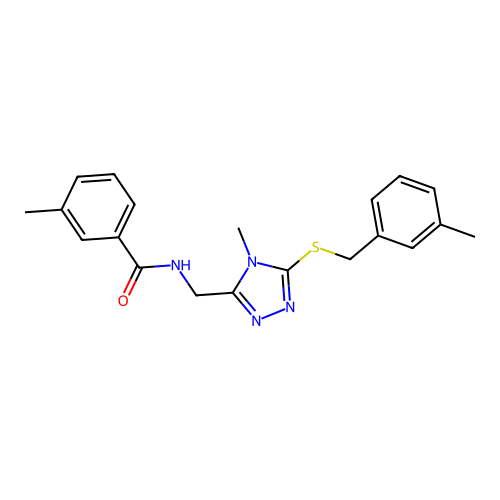 3-methyl-N-({4-methyl-5-[(3-methylbenzyl)sulfanyl]-4H-1,2,4-triazol-3-yl}methyl)benzamide structure