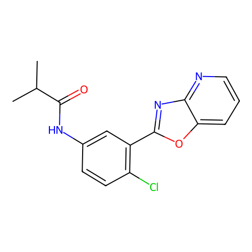 N-[4-chloro-3-([1,3]oxazolo[4,5-b]pyridin-2-yl)phenyl]-2-methylpropanamide structure