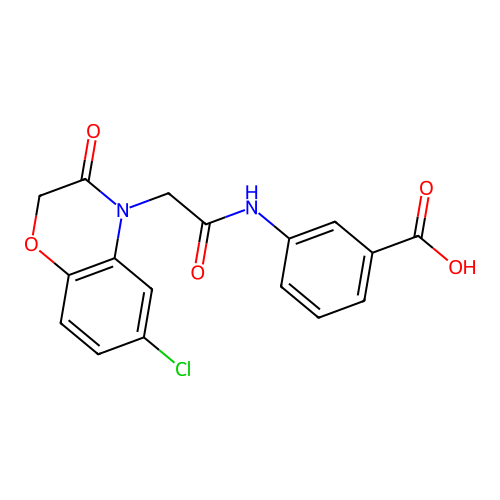 3-[[2-(6-Chloro-3-oxo-1,4-benzoxazin-4-yl)acetyl]amino]benzoic acid structure