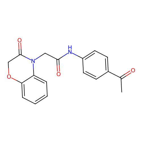 N-(4-acetylphenyl)-2-(3-oxo-1,4-benzoxazin-4-yl)acetamide structure