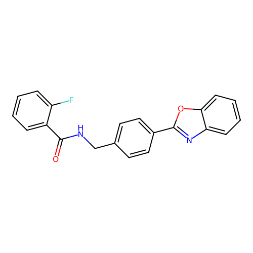 N-[4-(1,3-benzoxazol-2-yl)benzyl]-2-fluorobenzamide structure