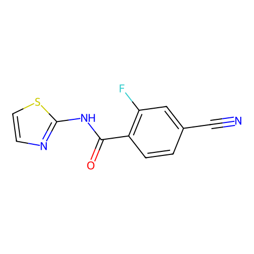 4-cyano-2-fluoro-N-(1,3-thiazol-2-yl)benzamide structure