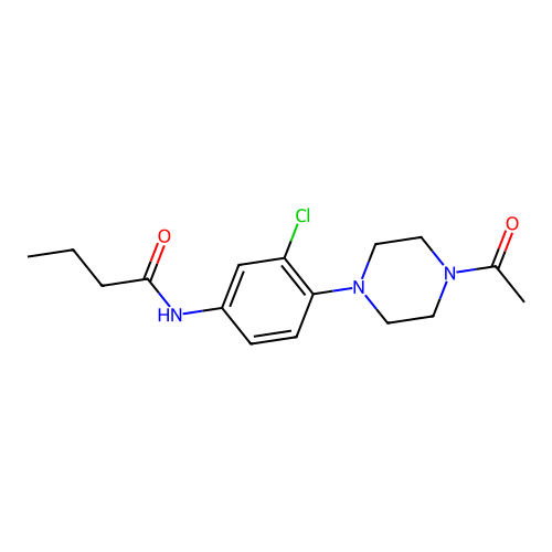 N-[4-(4-acetylpiperazin-1-yl)-3-chlorophenyl]butanamide structure