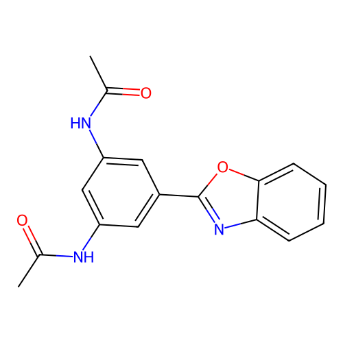 N-[3-acetamido-5-(1,3-benzoxazol-2-yl)phenyl]acetamide structure