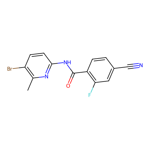 N-(5-bromo-6-methylpyridin-2-yl)-4-cyano-2-fluorobenzamide structure