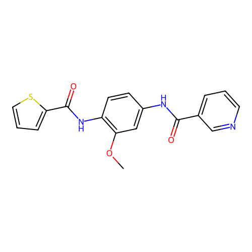 N-[3-methoxy-4-(thiophene-2-carbonylamino)phenyl]pyridine-3-carboxamide structure