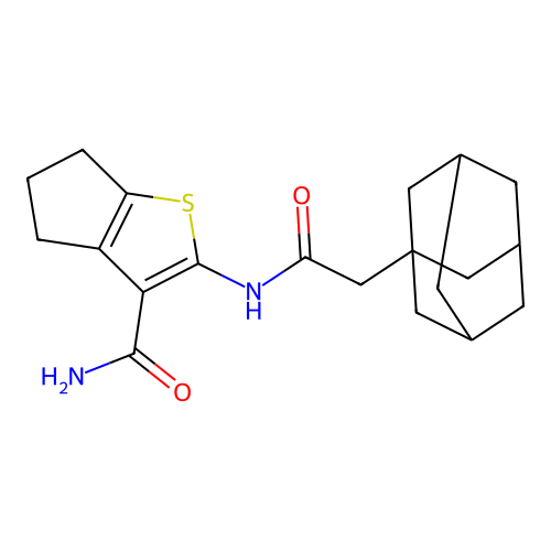 2-[[2-(1-adamantyl)acetyl]amino]-5,6-dihydro-4H-cyclopenta[b]thiophene-3-carboxamide structure