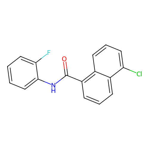 5-chloro-N-(2-fluorophenyl)naphthalene-1-carboxamide structure