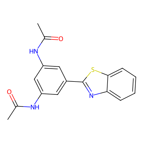 N-[3-acetamido-5-(1,3-benzothiazol-2-yl)phenyl]acetamide structure