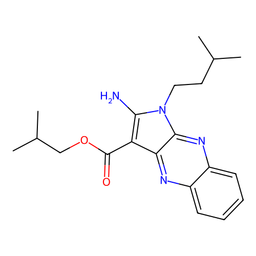 isobutyl 2-amino-1-isopentyl-1H-pyrrolo[2,3-b]quinoxaline-3-carboxylate structure